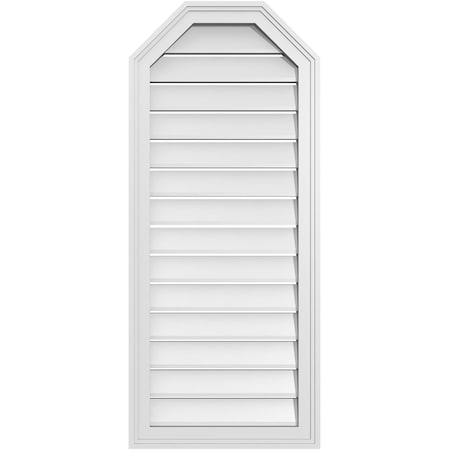 Ekena Millwork Octagonal Top Surface Mount PVC Gable Vent w/ 2"W x 1-1/2"P Brickmould Frame, 18"W x 42"H GVPOT18X4202SF